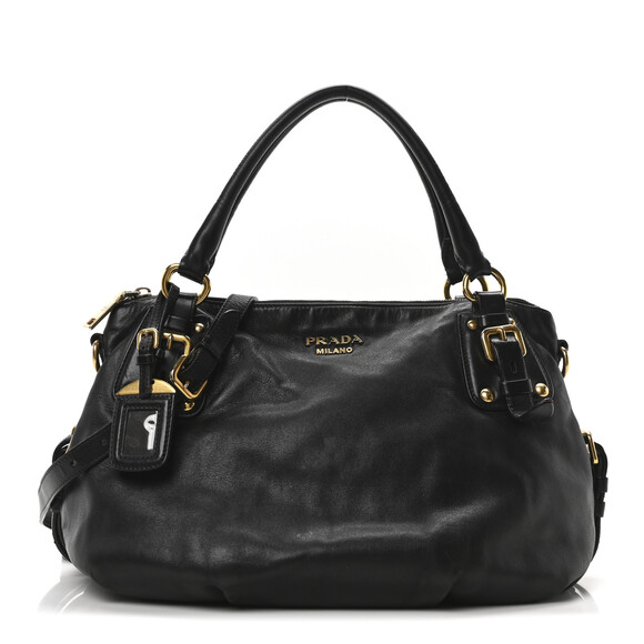 Prada Soft Calf Shopping Satchel Black #187330P60B - Picture 1 of 10